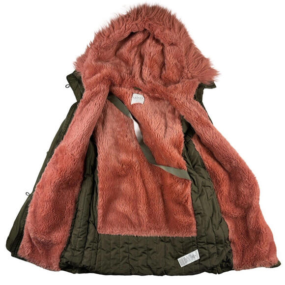 Velvet by Graham & Spencer Pink Faux Fur Lined Parka Coat Olive Size XS - Picture 3 of 7